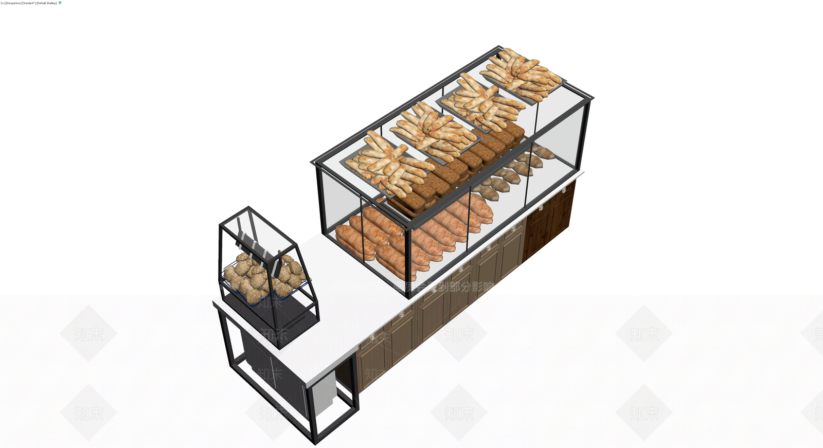 商用面包展示柜组合3D模型下载【ID:1230315594】