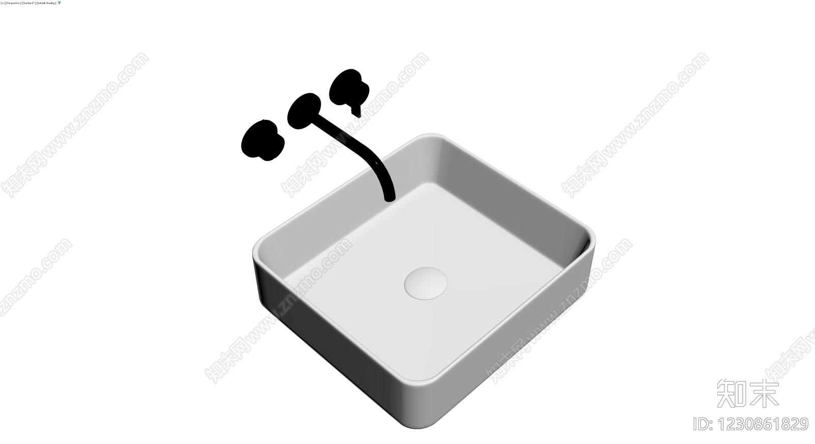 黑色方盆水龙头组件3D模型下载【ID:1230861829】