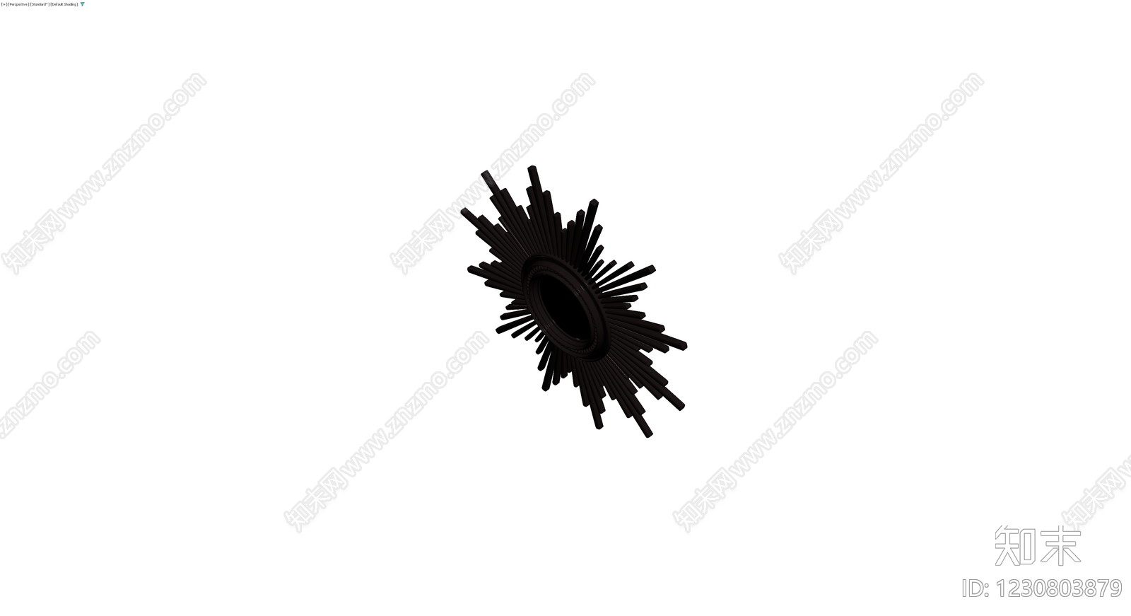 黑色太阳放射装饰镜3D模型下载【ID:1230803879】