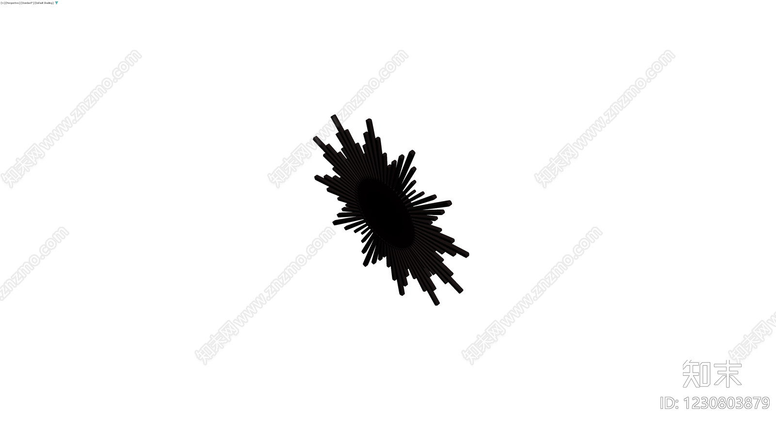 黑色太阳放射装饰镜3D模型下载【ID:1230803879】