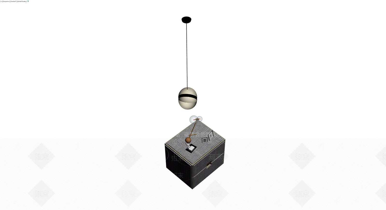 吊灯与床头柜组合3D模型下载【ID:1230728483】