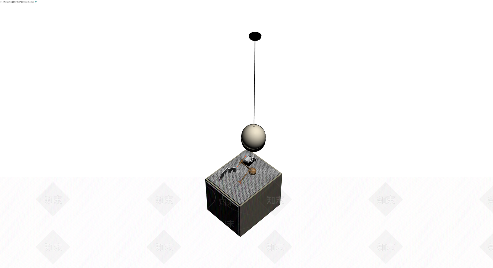 吊灯与床头柜组合3D模型下载【ID:1230728483】
