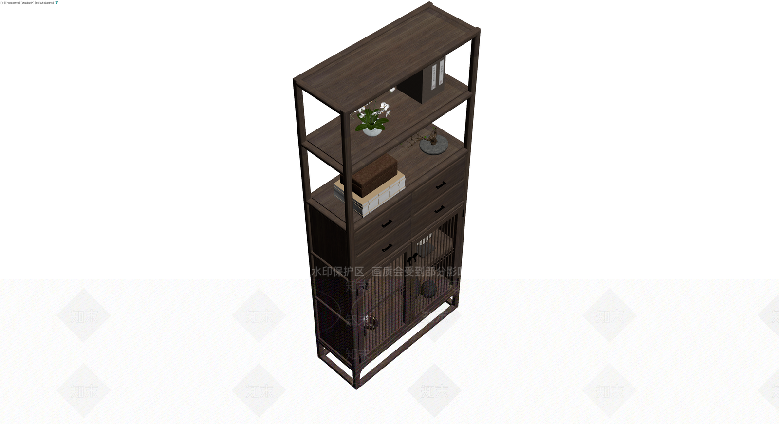 新中式实木置物架3D模型下载【ID:1229647871】