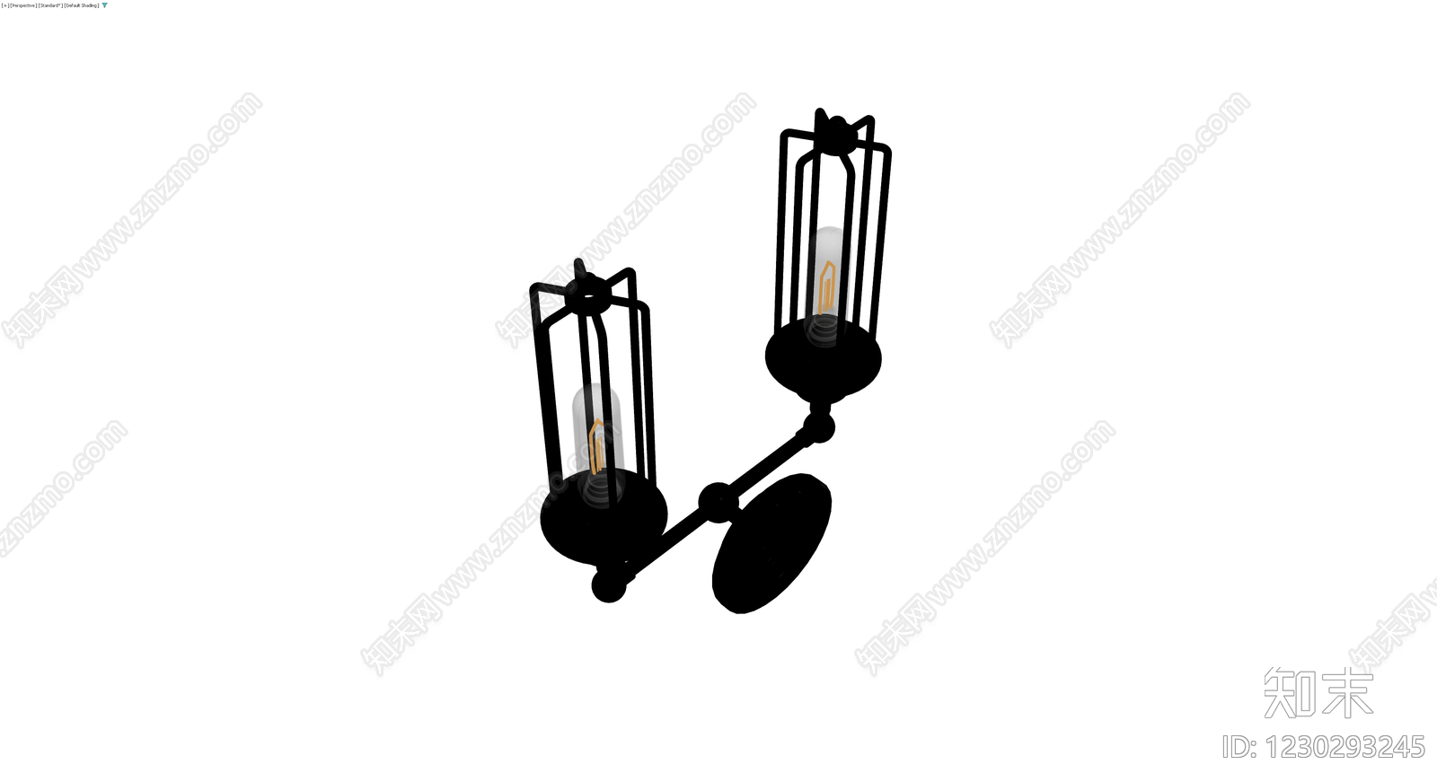 黑色工业风双头壁灯3D模型下载【ID:1230293245】