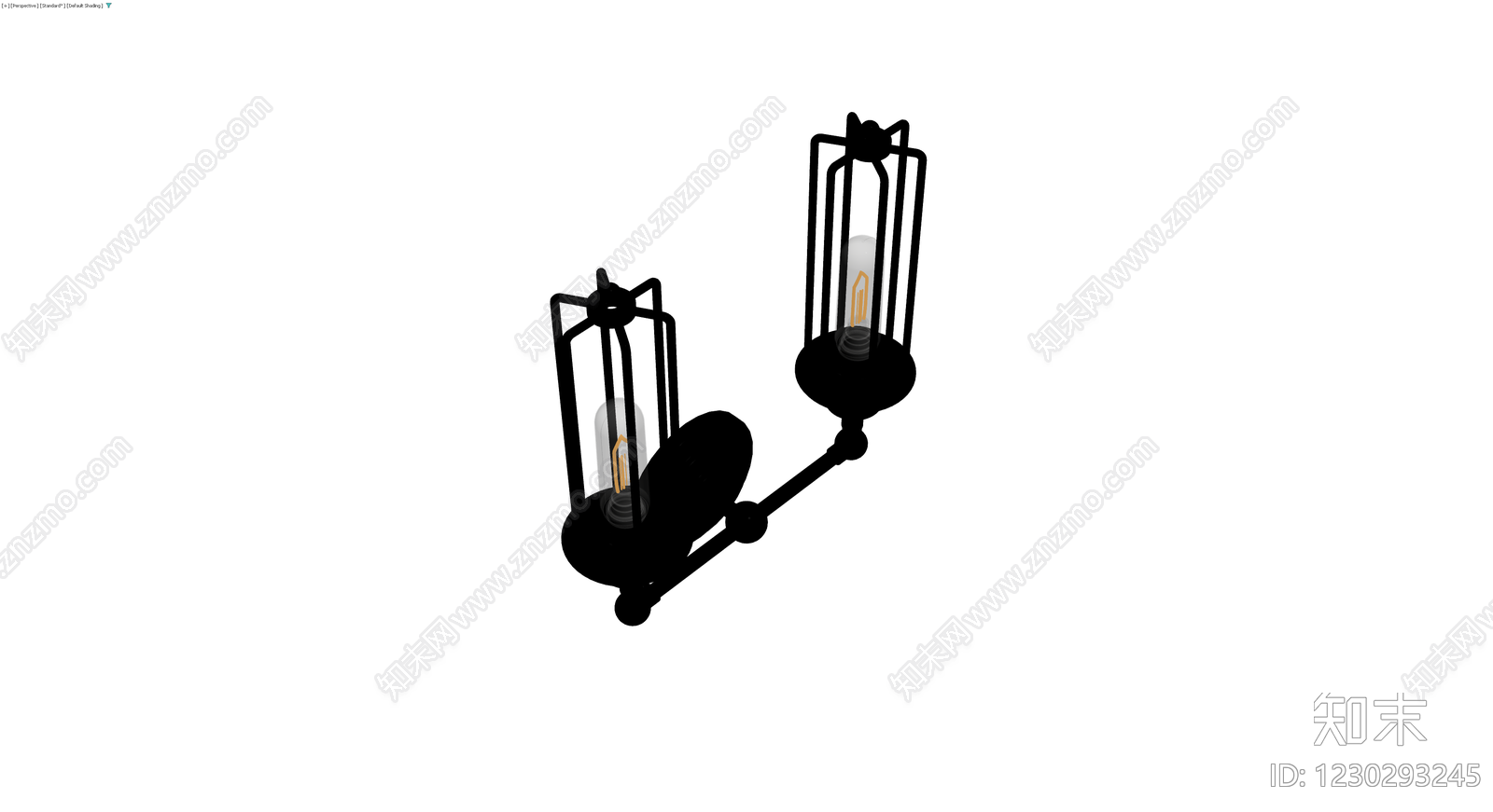 黑色工业风双头壁灯3D模型下载【ID:1230293245】