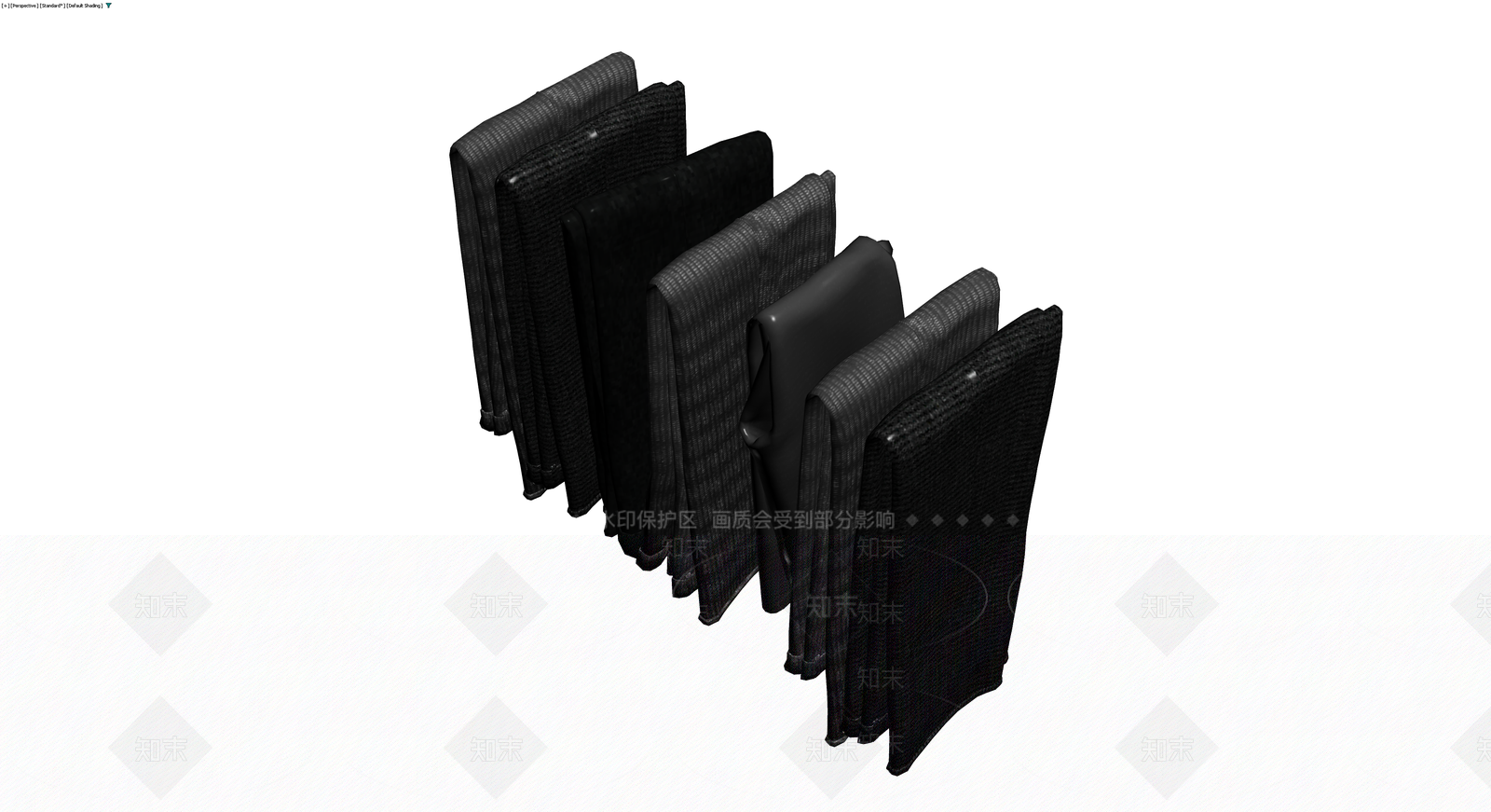 黑色布艺软垫组合3D模型下载【ID:1230563391】