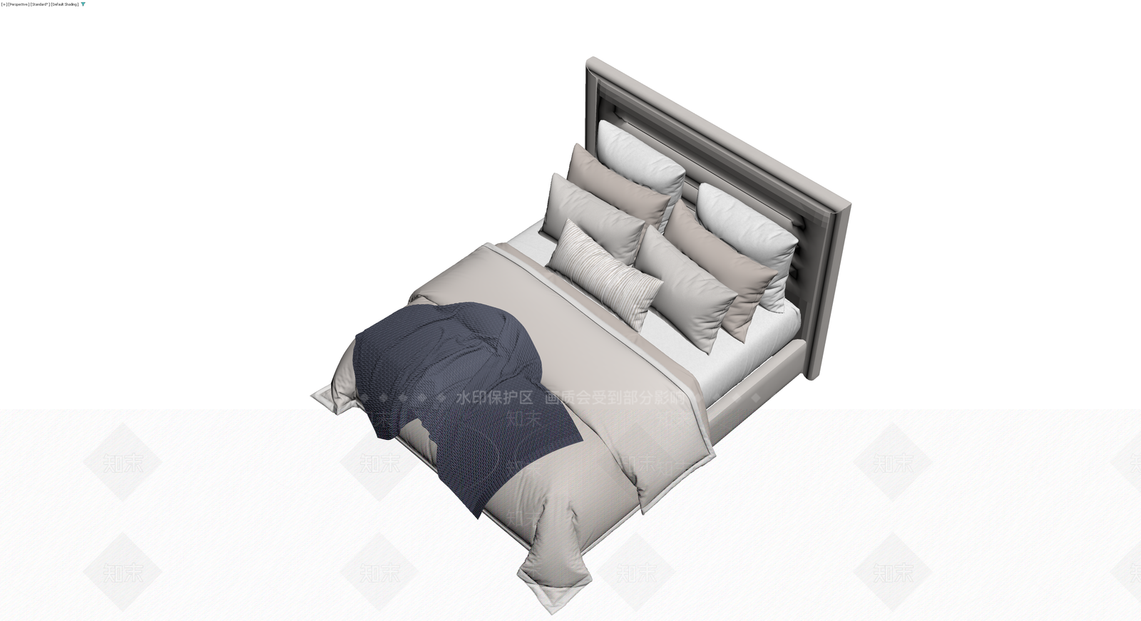 现代软包床及床品组合3D模型下载【ID:1230367852】
