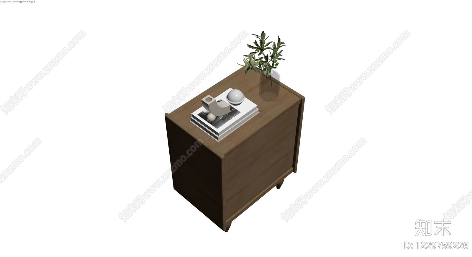 木质藤编床头柜组合3D模型下载【ID:1229759226】