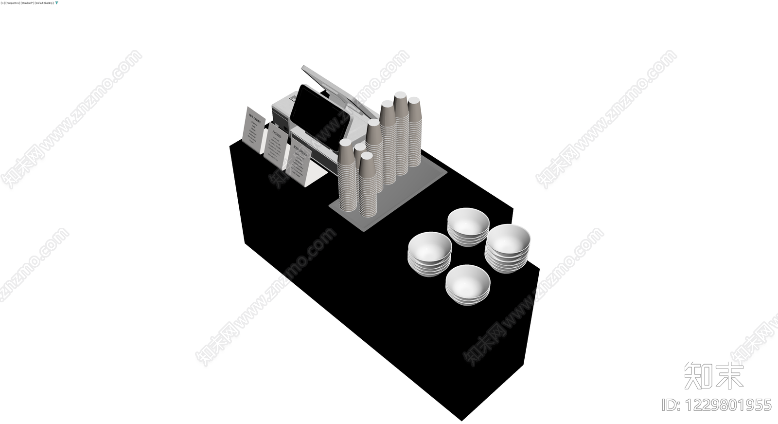 咖啡饮品陈列台3D模型下载【ID:1229801955】