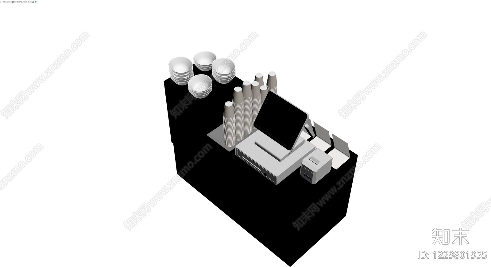 咖啡饮品陈列台3D模型下载【ID:1229801955】
