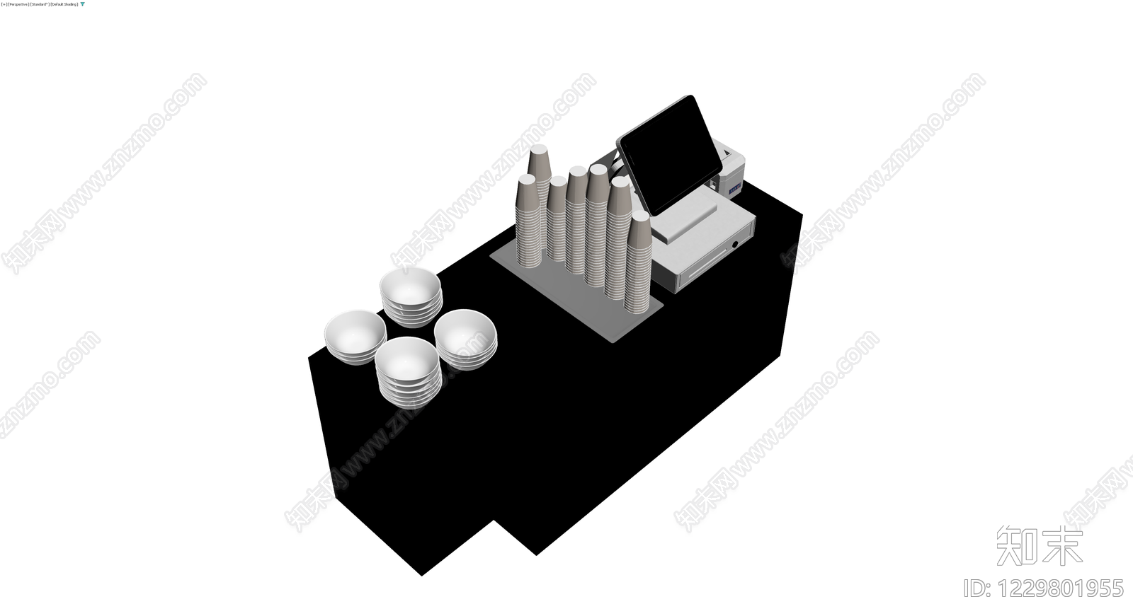 咖啡饮品陈列台3D模型下载【ID:1229801955】