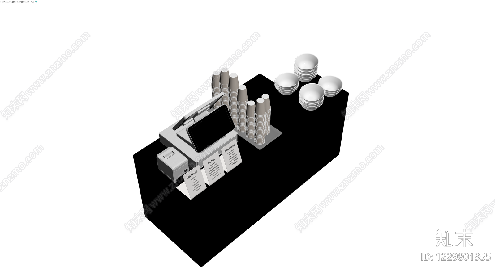 咖啡饮品陈列台3D模型下载【ID:1229801955】
