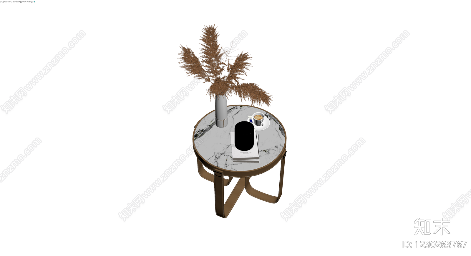 大理石皮革边几组合3D模型下载【ID:1230263767】