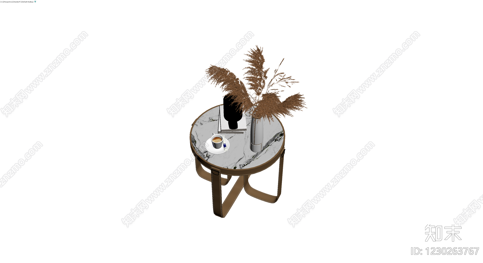 大理石皮革边几组合3D模型下载【ID:1230263767】