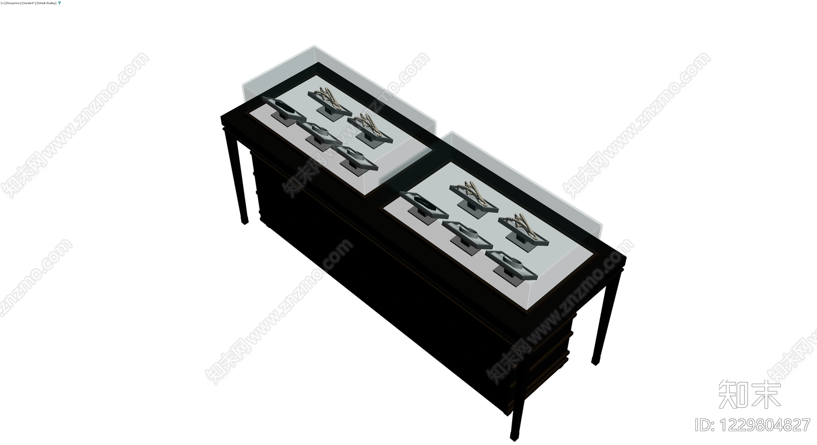 深色陈列柜配珠宝3D模型下载【ID:1229804827】