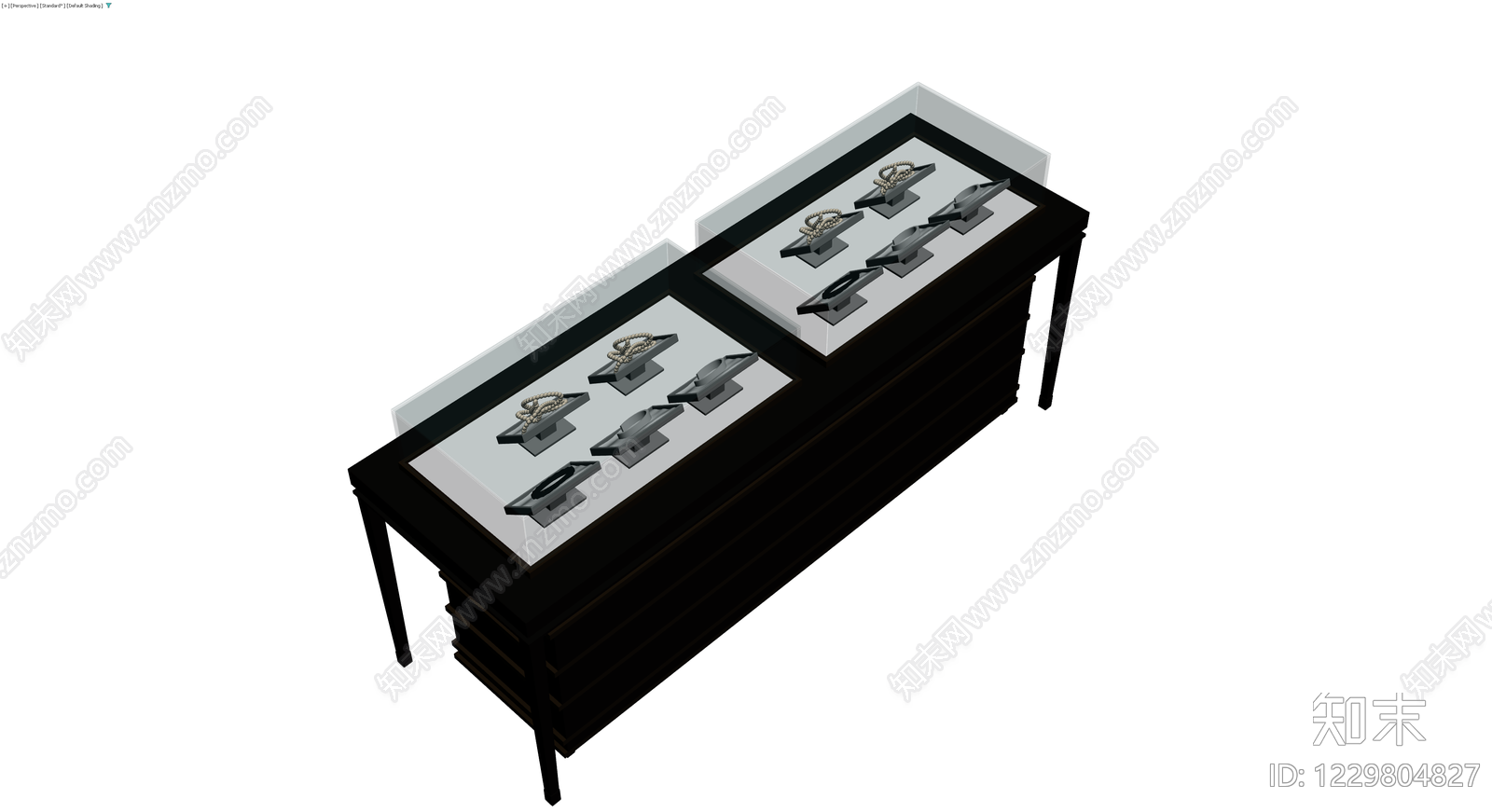 深色陈列柜配珠宝3D模型下载【ID:1229804827】