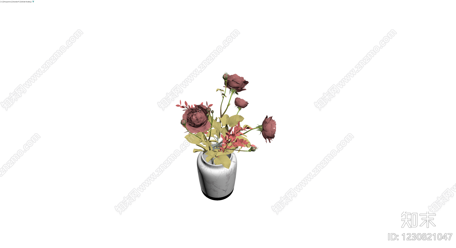 大理石花瓶配花艺组合3D模型下载【ID:1230821047】