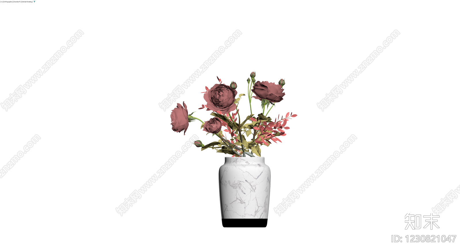 大理石花瓶配花艺组合3D模型下载【ID:1230821047】