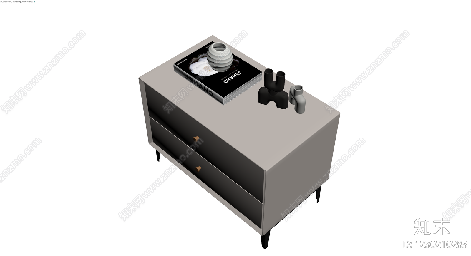 双抽屉床头柜组合3D模型下载【ID:1230210285】
