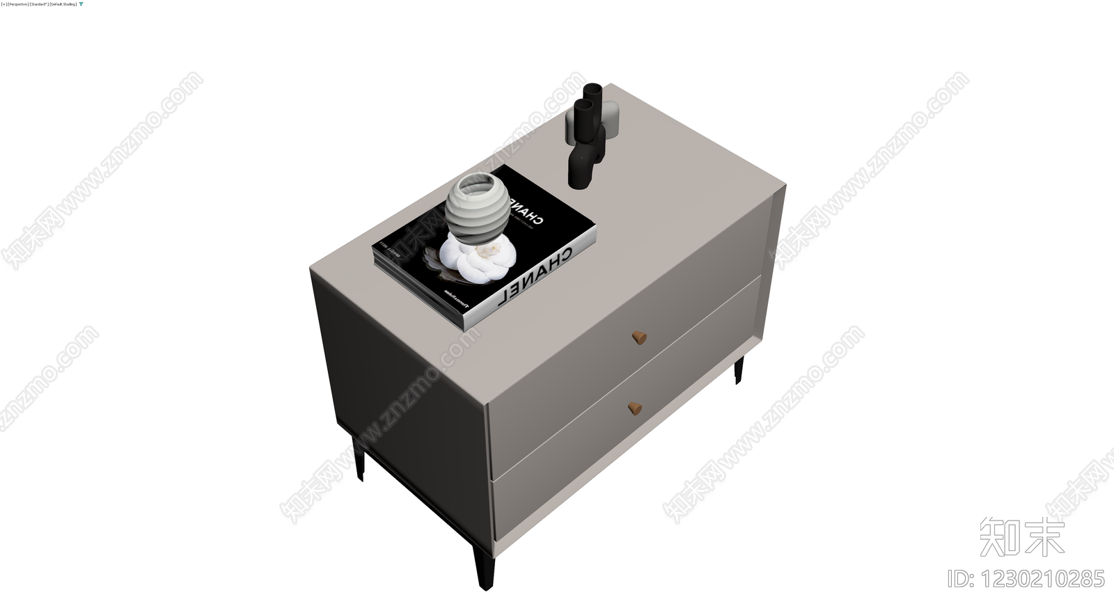 双抽屉床头柜组合3D模型下载【ID:1230210285】