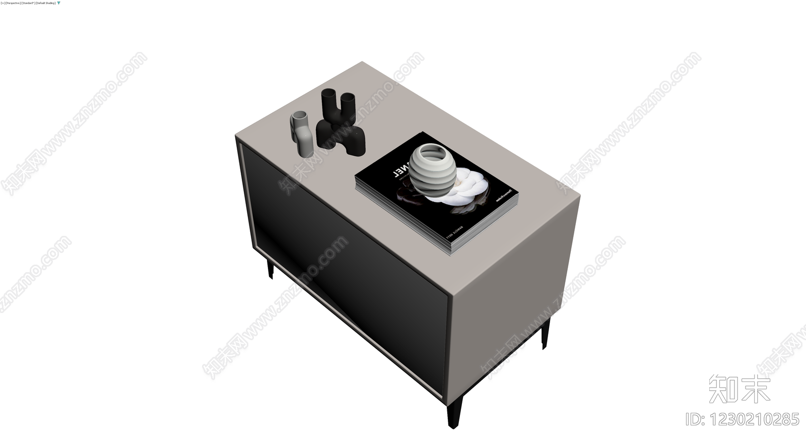 双抽屉床头柜组合3D模型下载【ID:1230210285】