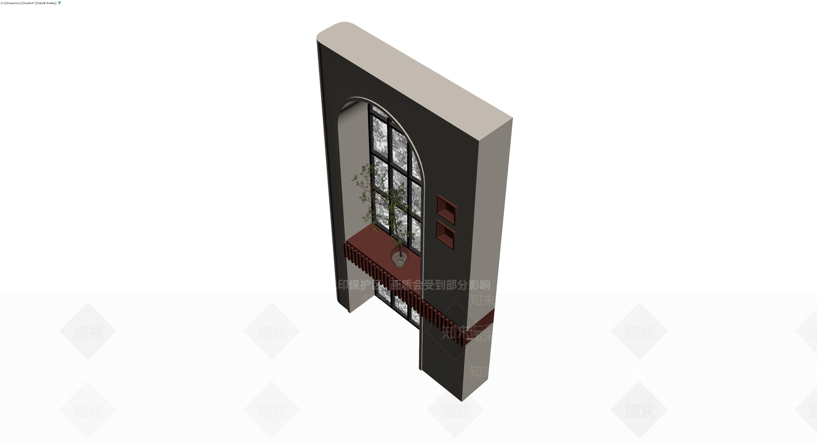 拱形窗景装饰墙3D模型下载【ID:1230772631】