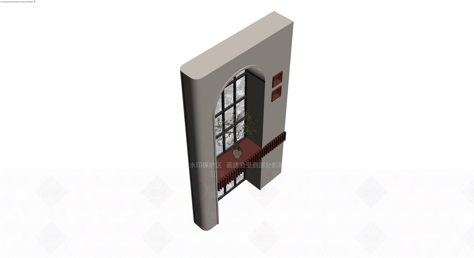 拱形窗景装饰墙3D模型下载【ID:1230772631】