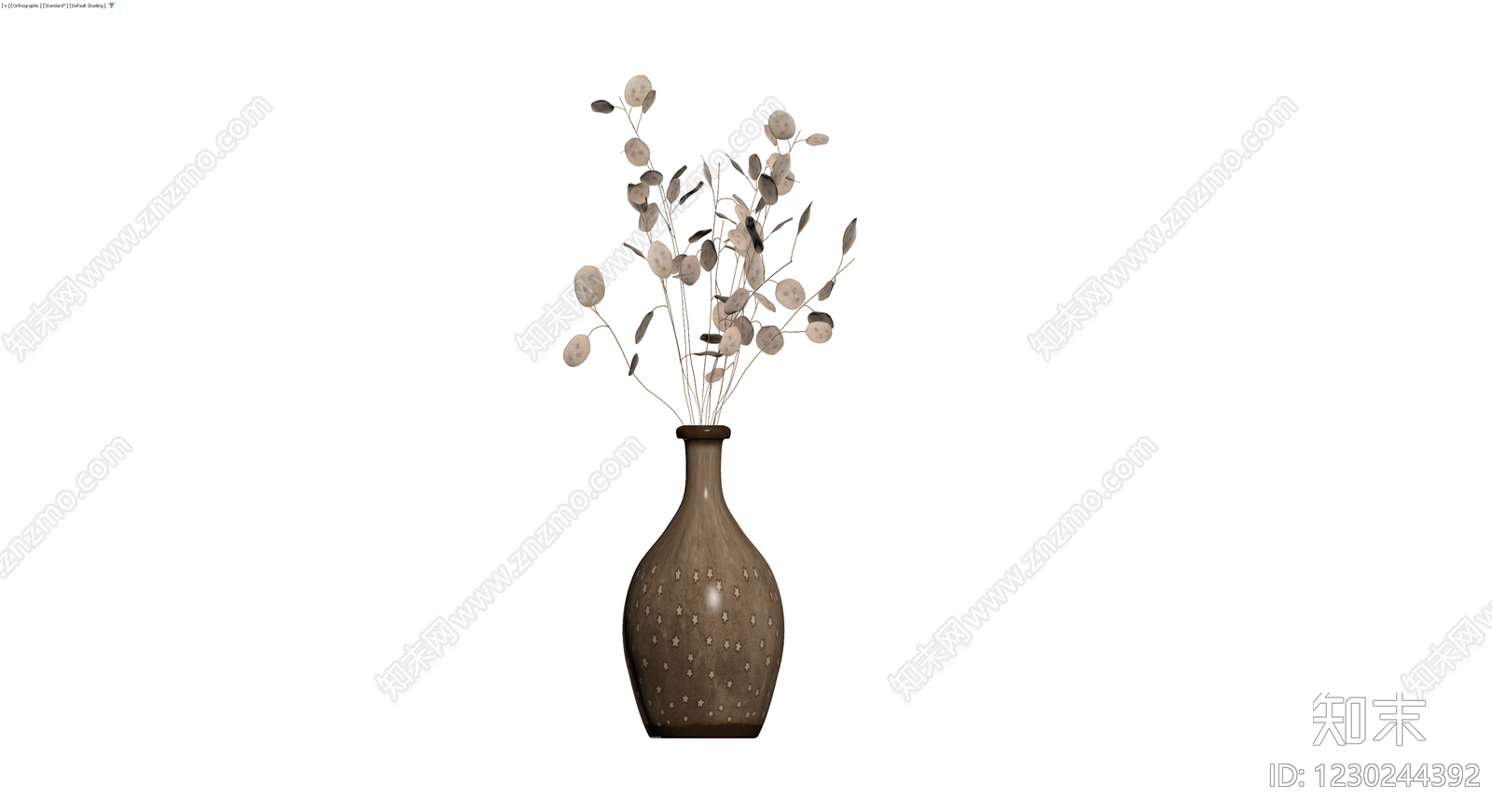 带星纹装饰的干花盆栽3D模型下载【ID:1230244392】