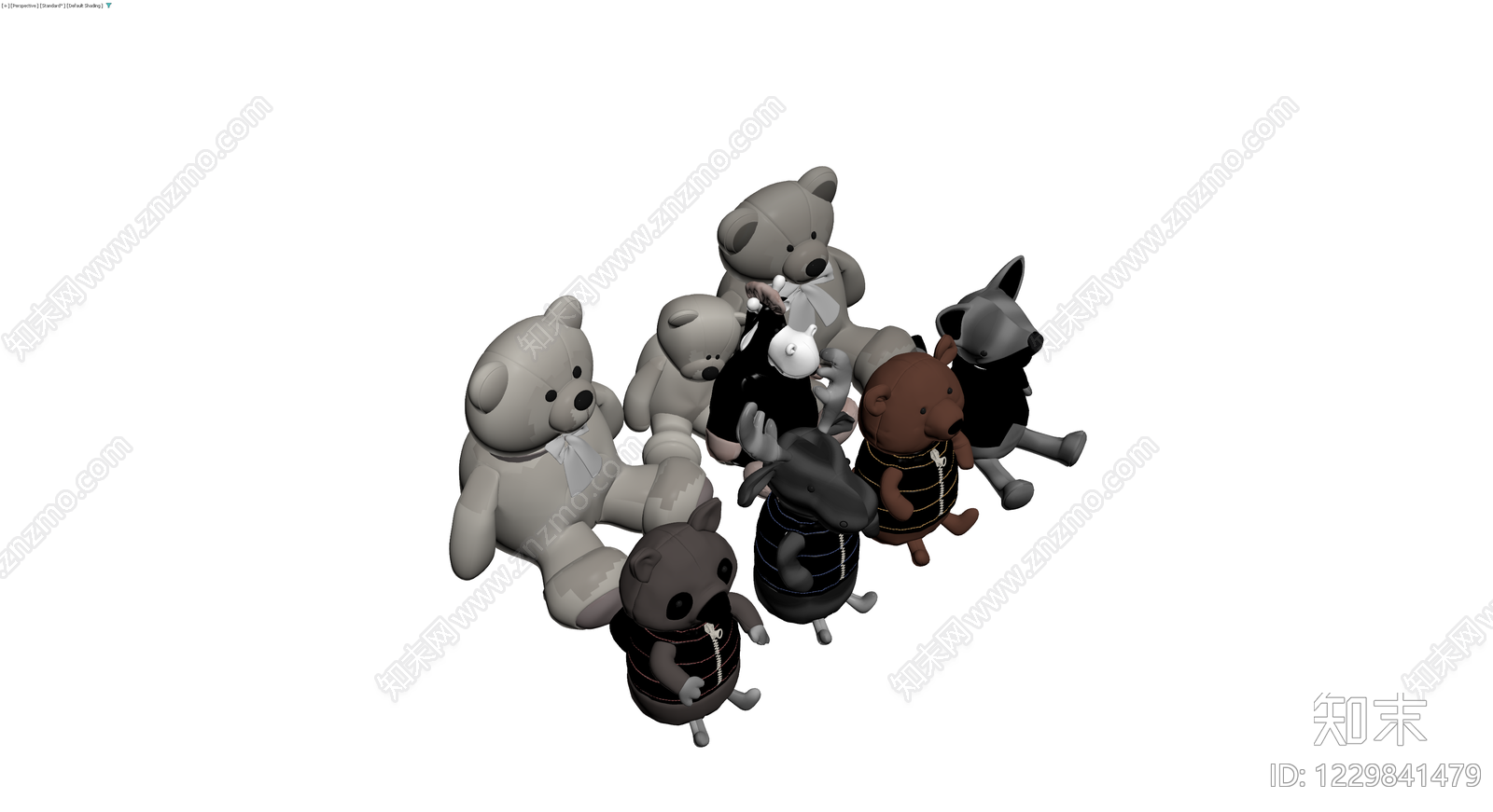 多角色毛绒玩具组合3D模型下载【ID:1229841479】