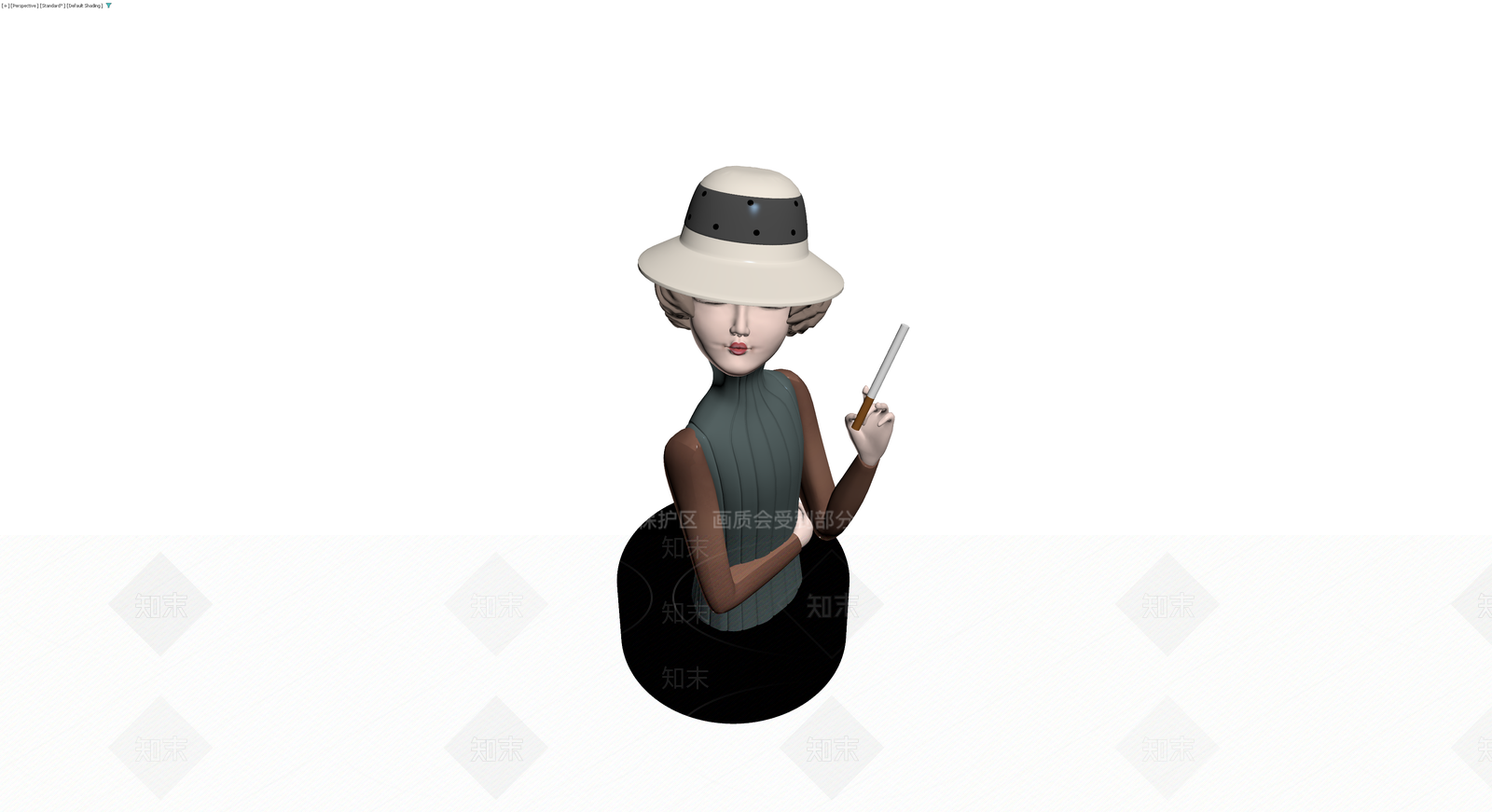手持香烟女性半身雕塑3D模型下载【ID:1230403285】