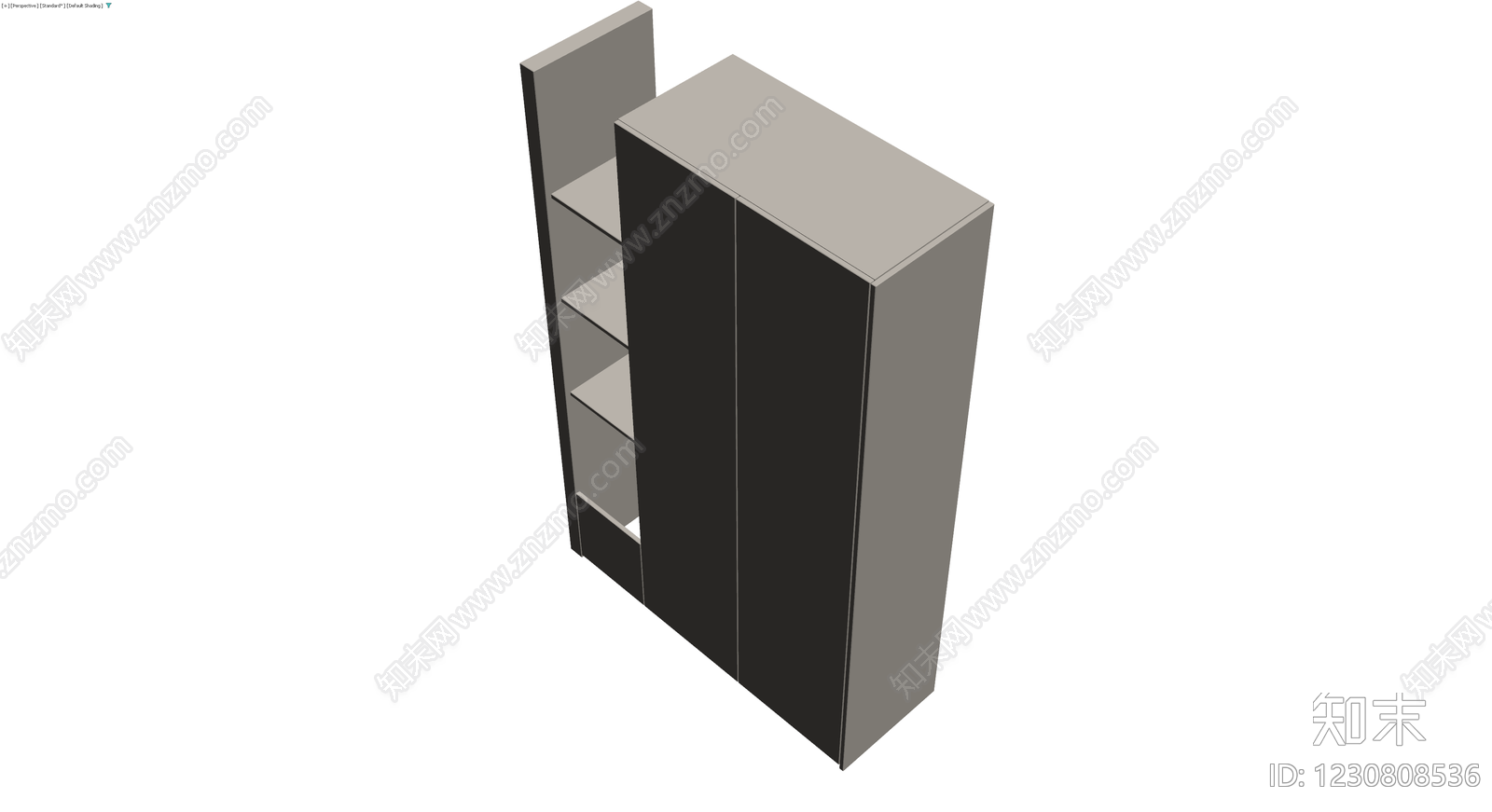 灰模双门储物柜3D模型下载【ID:1230808536】