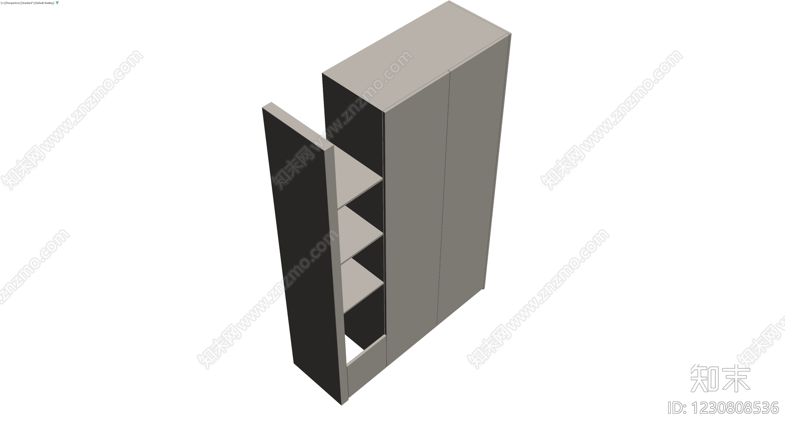 灰模双门储物柜3D模型下载【ID:1230808536】