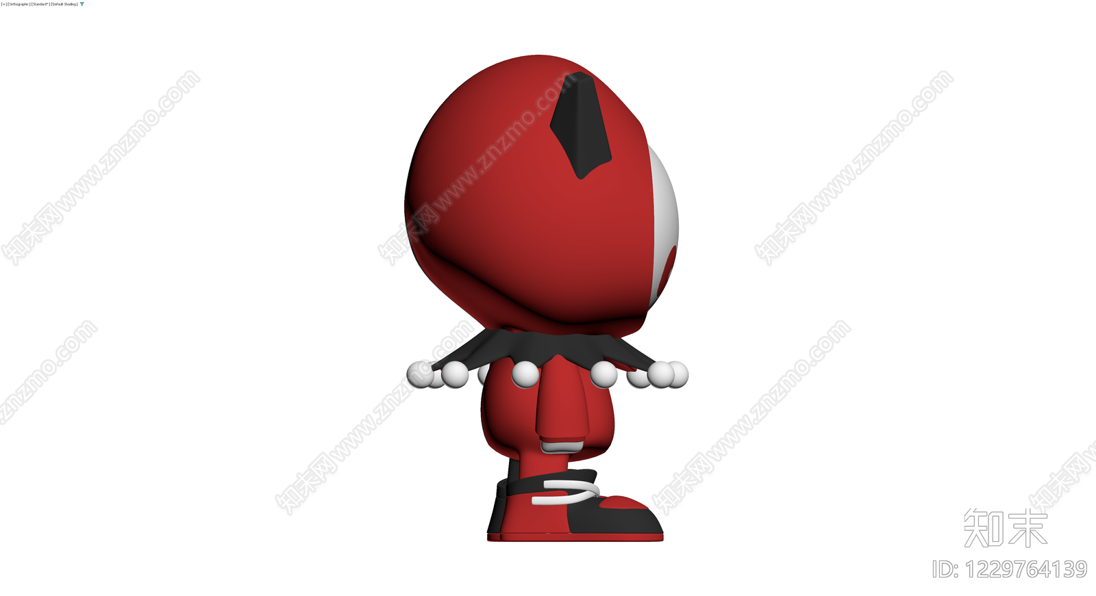红黑配色小丑雕塑3D模型下载【ID:1229764139】
