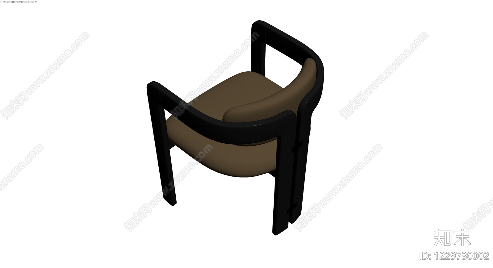 黑色框架棕色软包扶手椅3D模型下载【ID:1229730002】