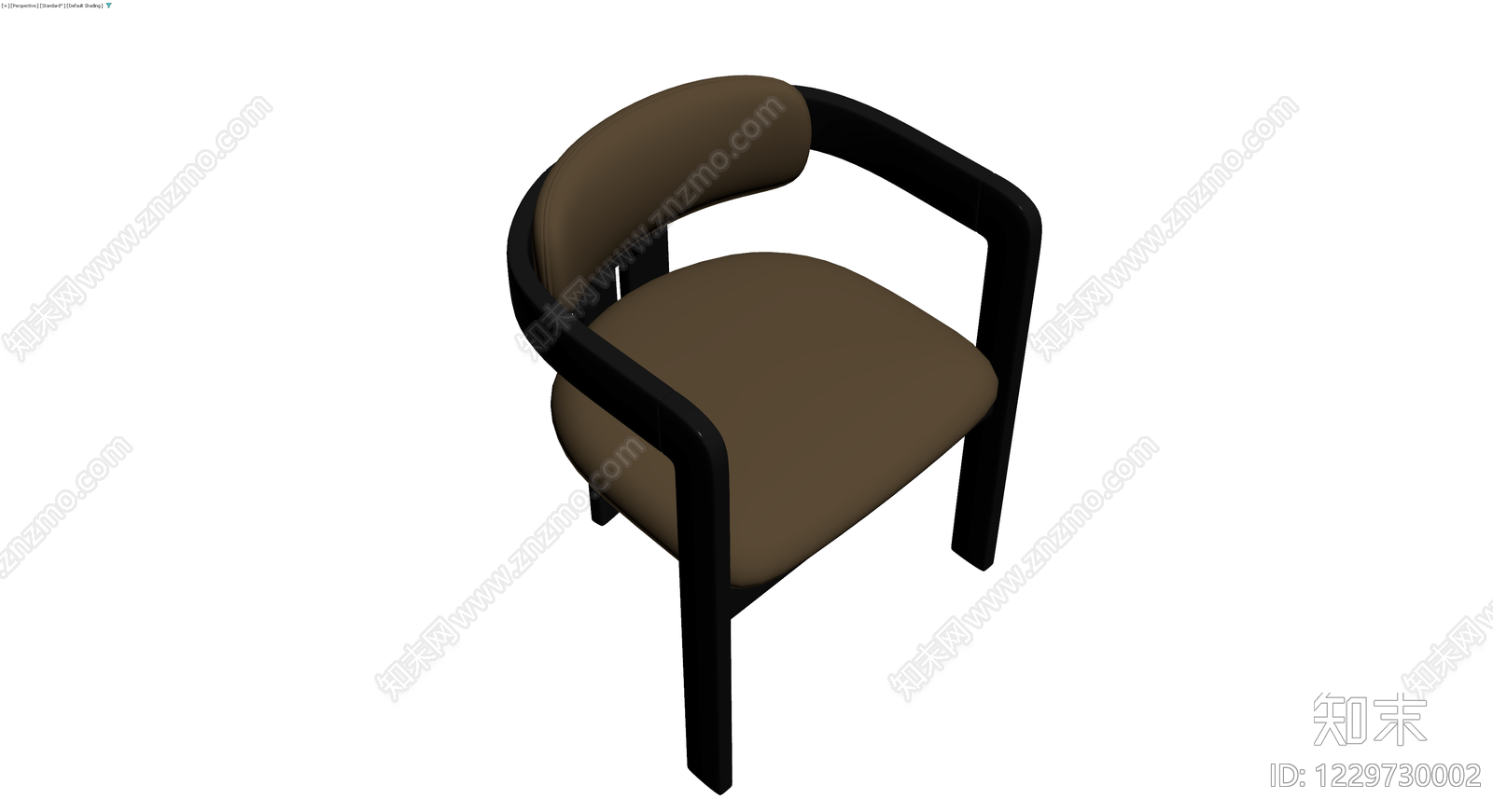 黑色框架棕色软包扶手椅3D模型下载【ID:1229730002】