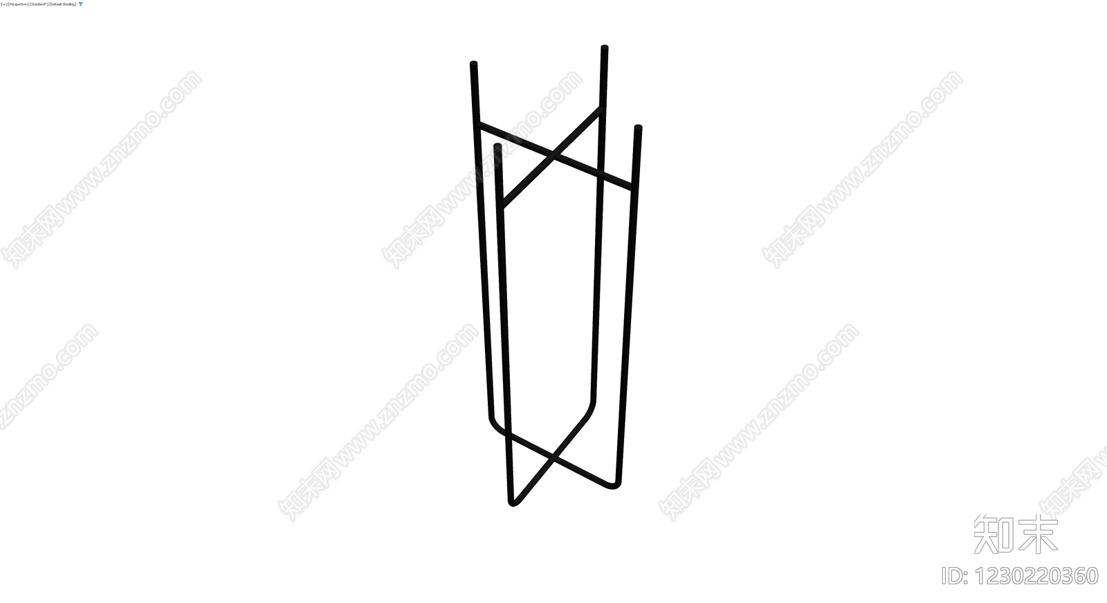 黑色金属落地衣帽架3D模型下载【ID:1230220360】