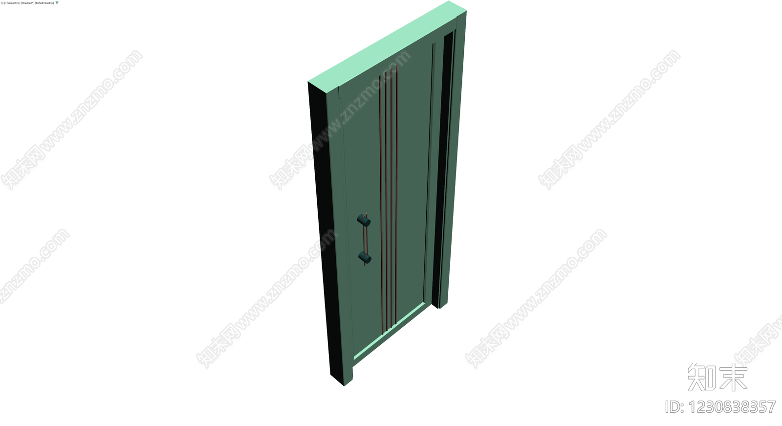 带竖条装饰的绿色门体3D模型下载【ID:1230838357】