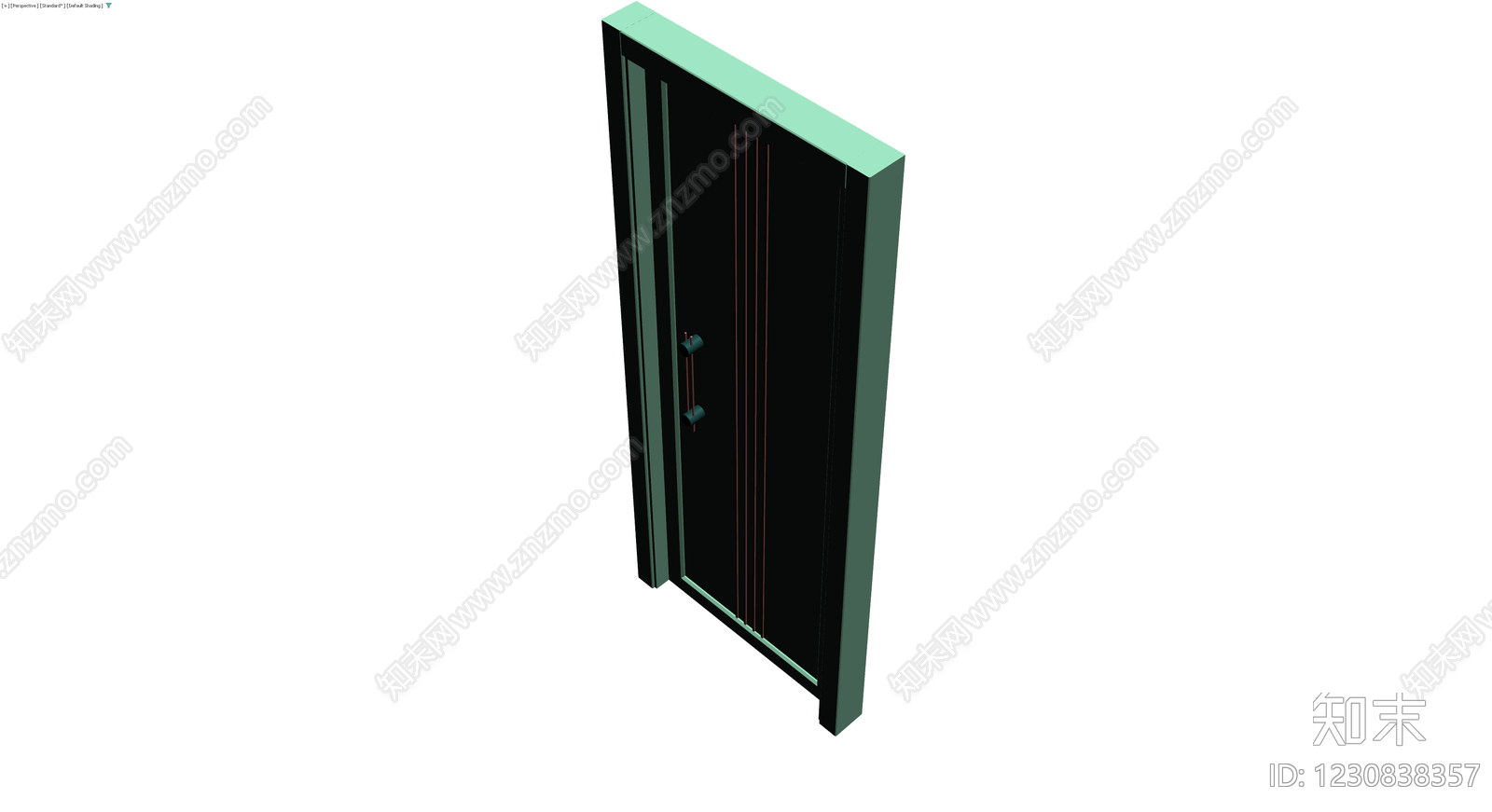 带竖条装饰的绿色门体3D模型下载【ID:1230838357】