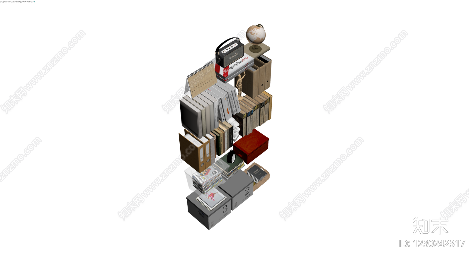 书籍与杂物组合模型3D模型下载【ID:1230242317】