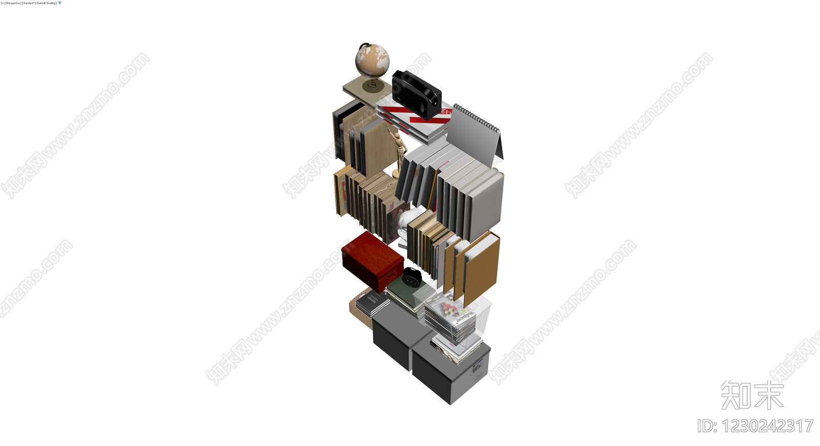 书籍与杂物组合模型3D模型下载【ID:1230242317】