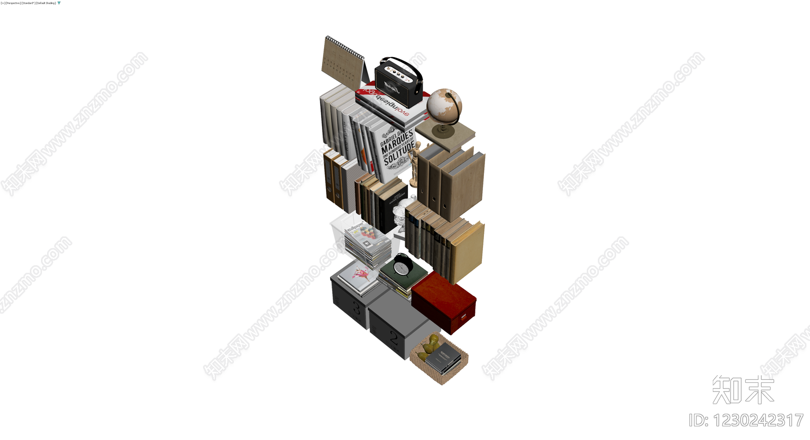 书籍与杂物组合模型3D模型下载【ID:1230242317】