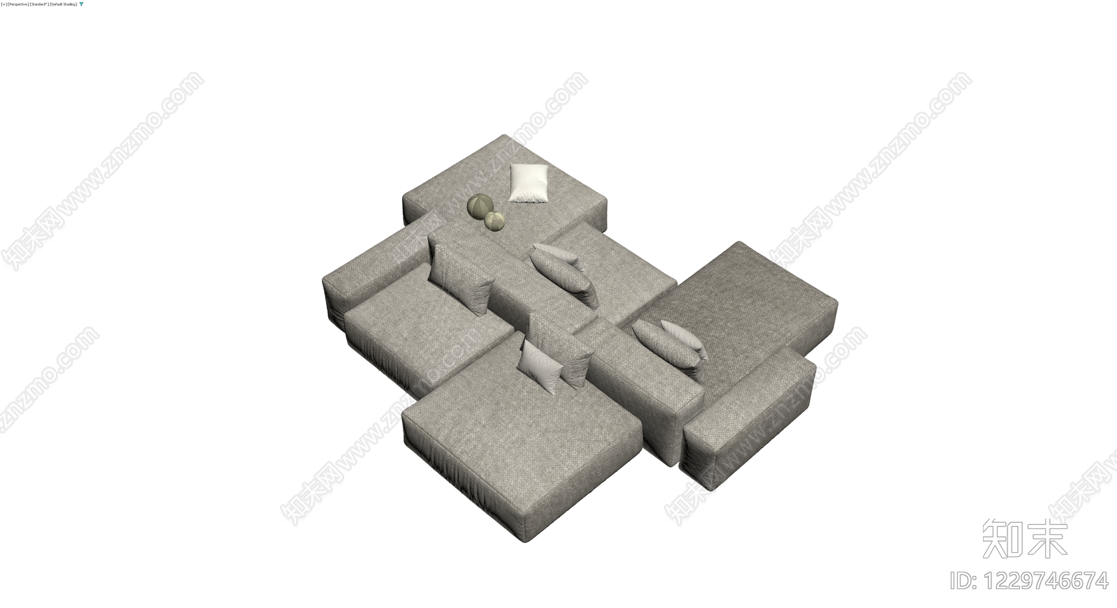 模块化布艺沙发组合3D模型下载【ID:1229746674】
