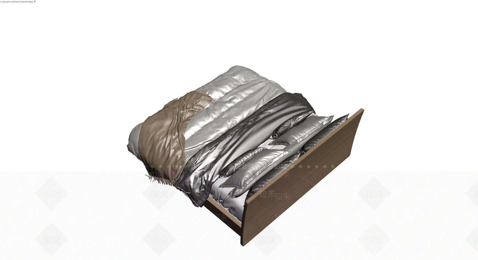 现代双人床及床品组合3D模型下载【ID:1230613673】