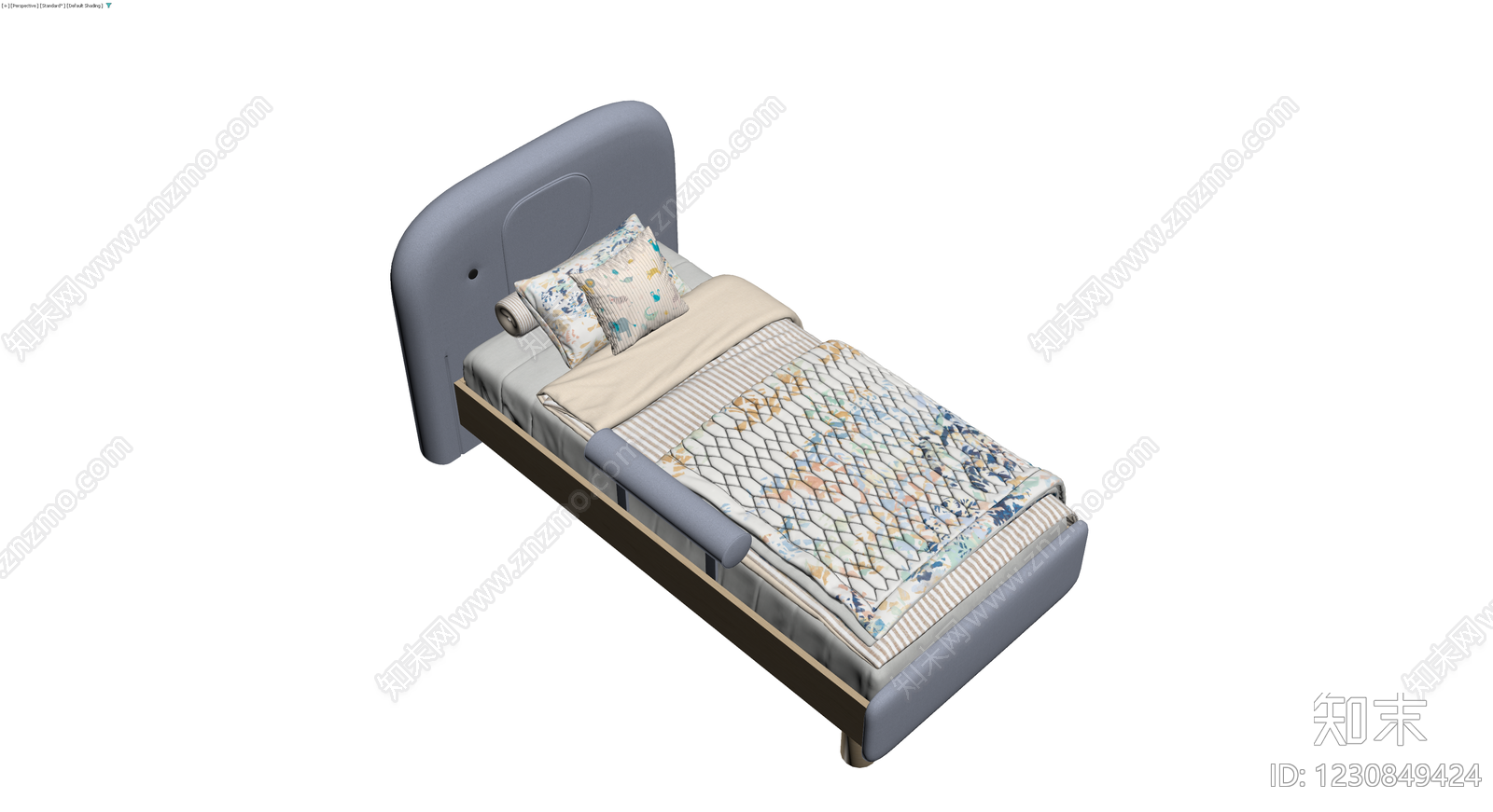 现代儿童床及床品组合3D模型下载【ID:1230849424】