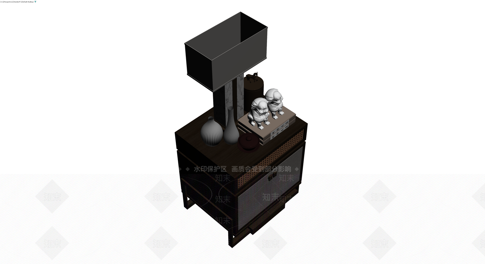 新中式边柜摆件组合3D模型下载【ID:1229670309】