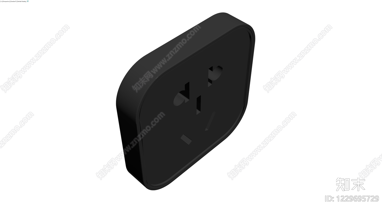 黑色三孔电源插座3D模型下载【ID:1229695729】