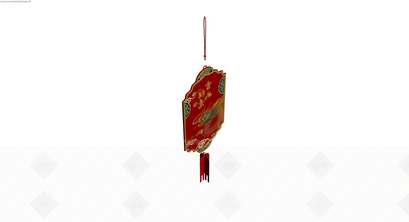 红色龙纹挂饰3D模型下载【ID:1230589788】