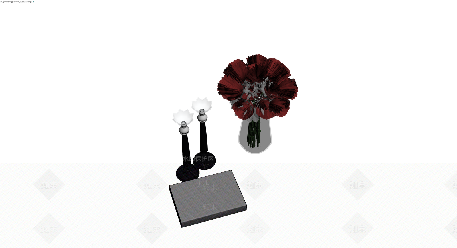 花瓶与烛台组合摆件3D模型下载【ID:1229655626】