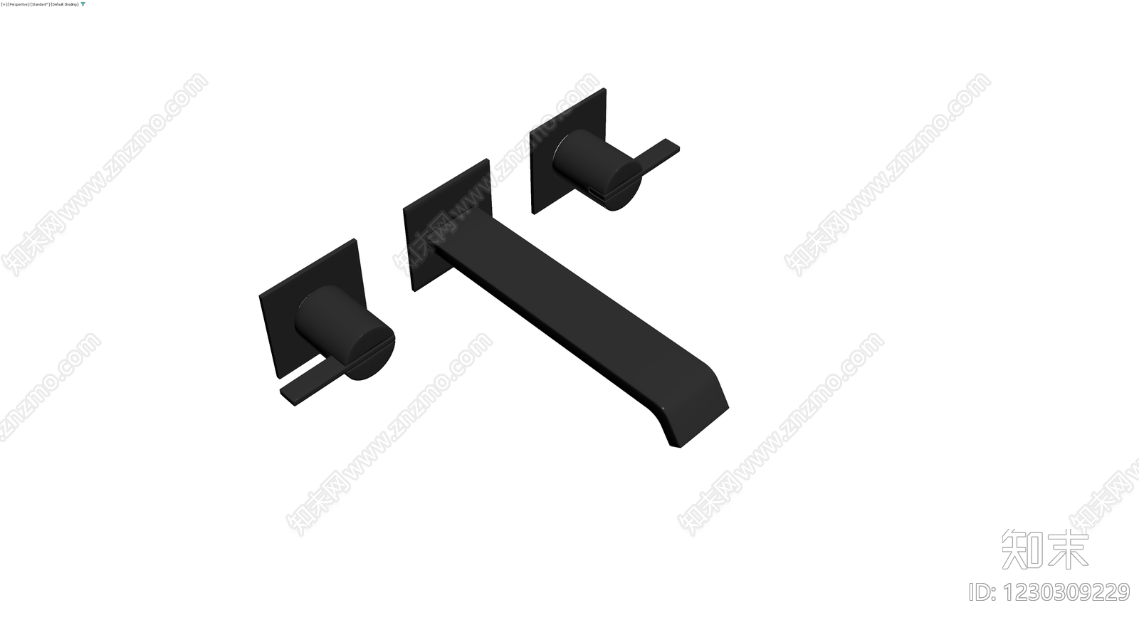 黑色哑光三联水龙头组件3D模型下载【ID:1230309229】