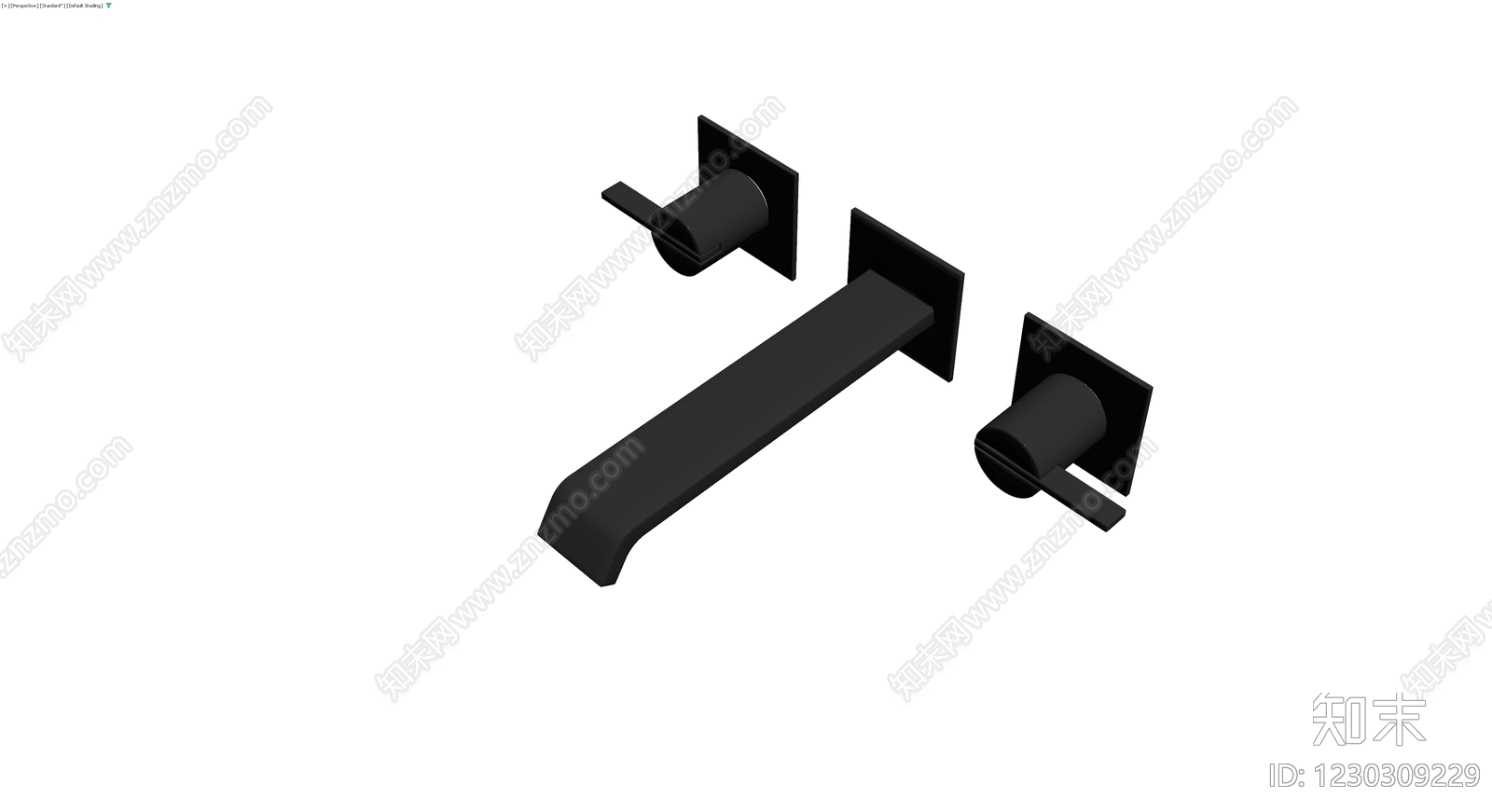 黑色哑光三联水龙头组件3D模型下载【ID:1230309229】